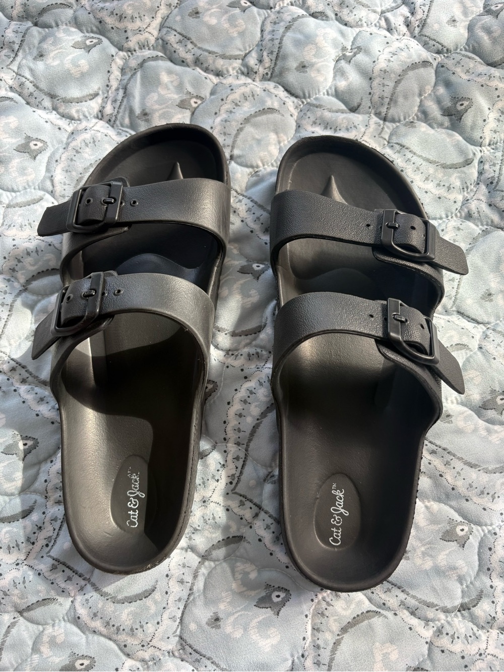 Cat & Jack Black Double-Strap Buckle Slides